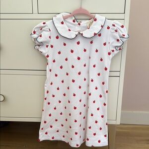 White and Red Apple Print Kids Dress